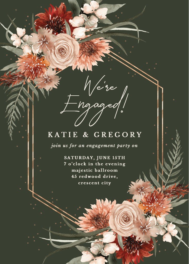 Terracotta frame - engagement party invitation